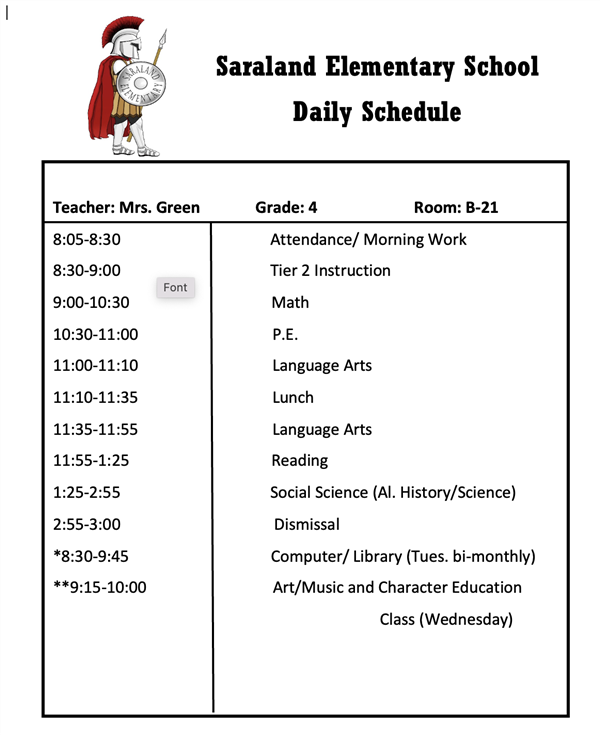 Daily Schedule